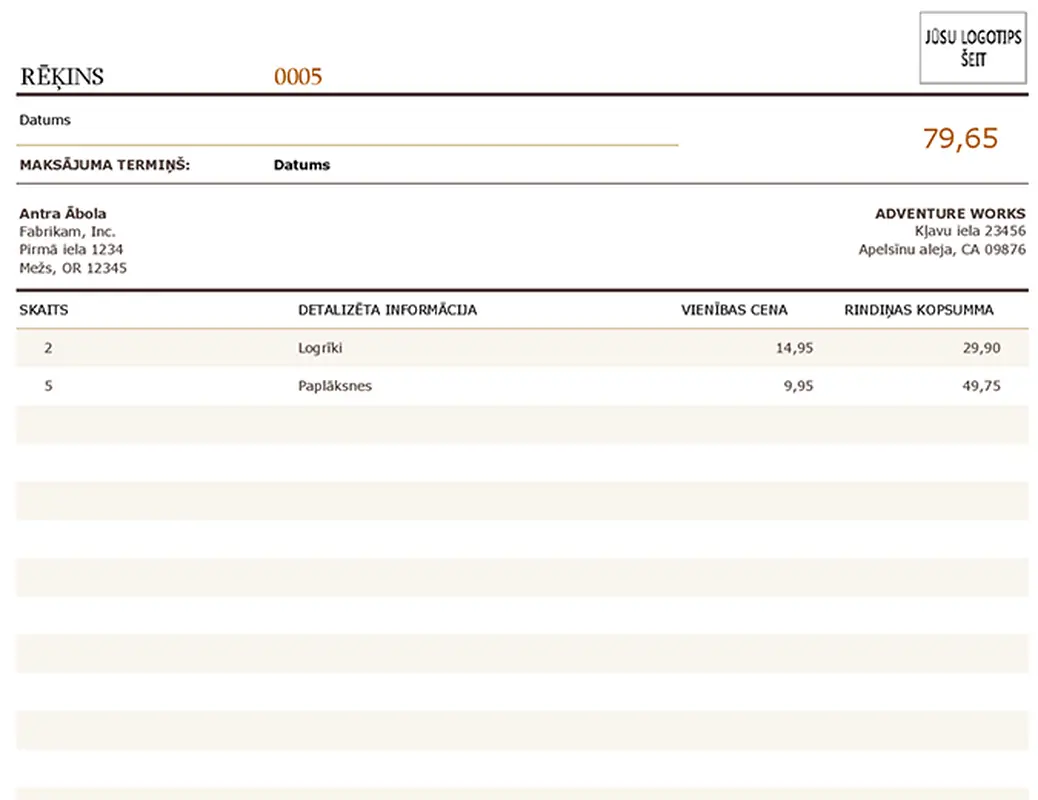 Rēķins modern simple