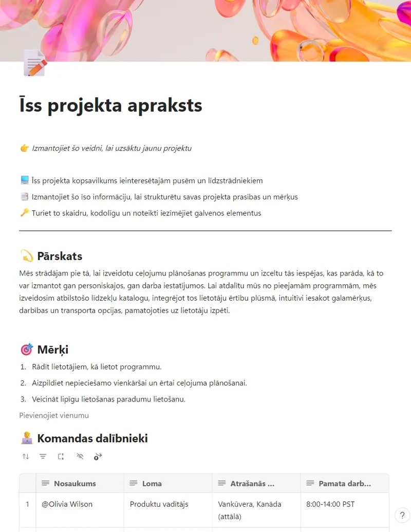 Īss projekta apraksts