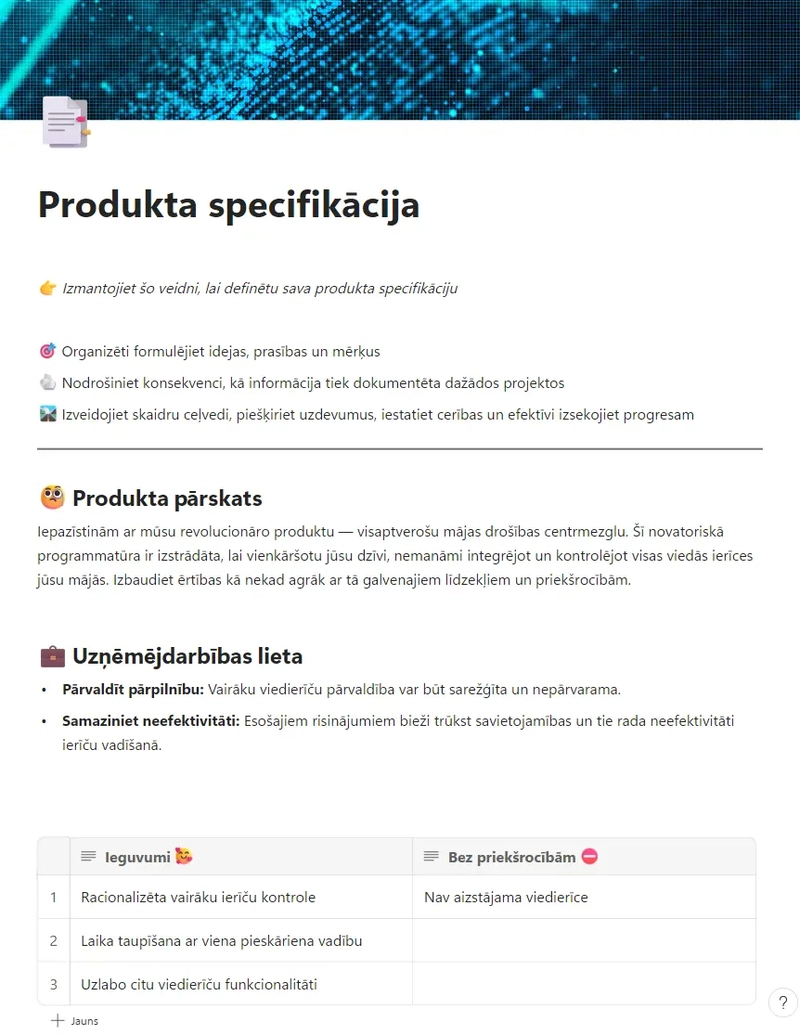 Produkta specifikācija