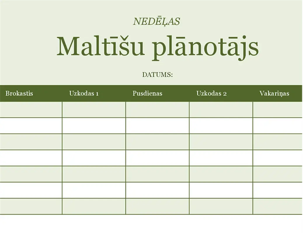Iknedēļas maltīšu plānotājs modern-simple