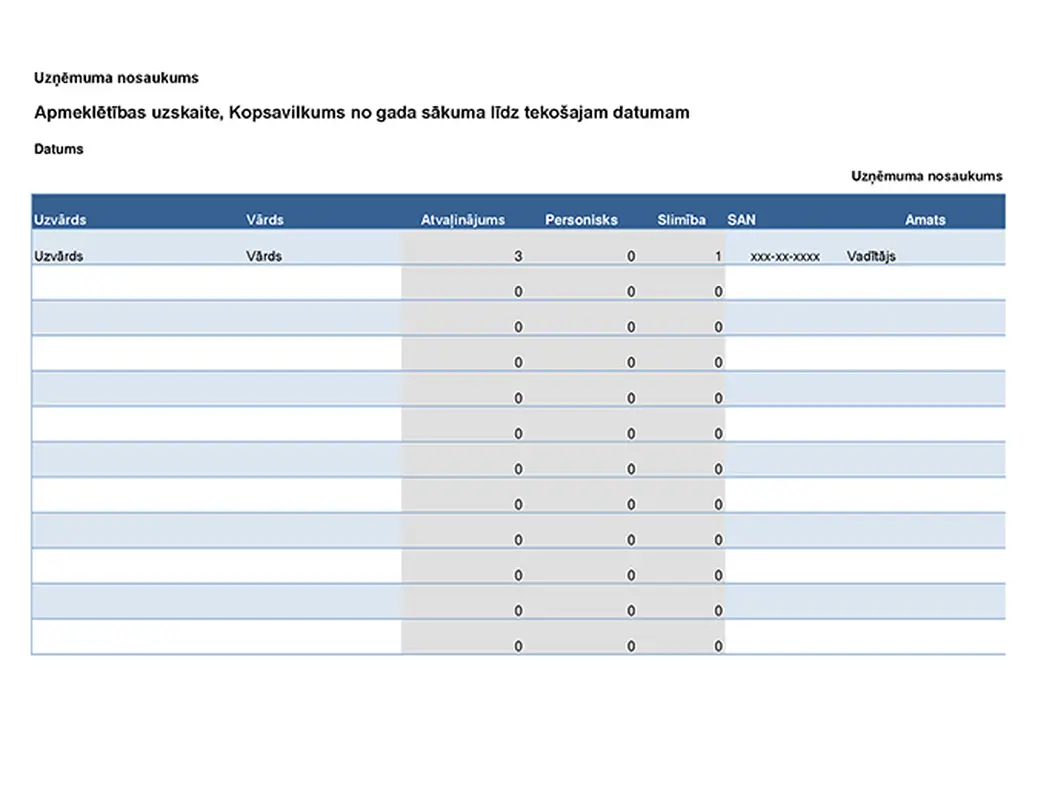 Darbinieku apmeklējuma uzskaite