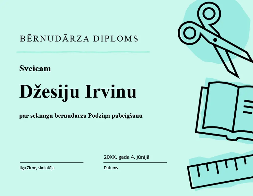 Bērnudārza diploma sertifikāts modern bold