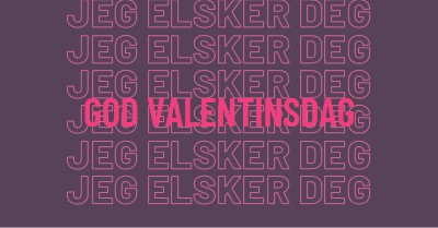 Jeg elsker deg, valentine purple modern-bold