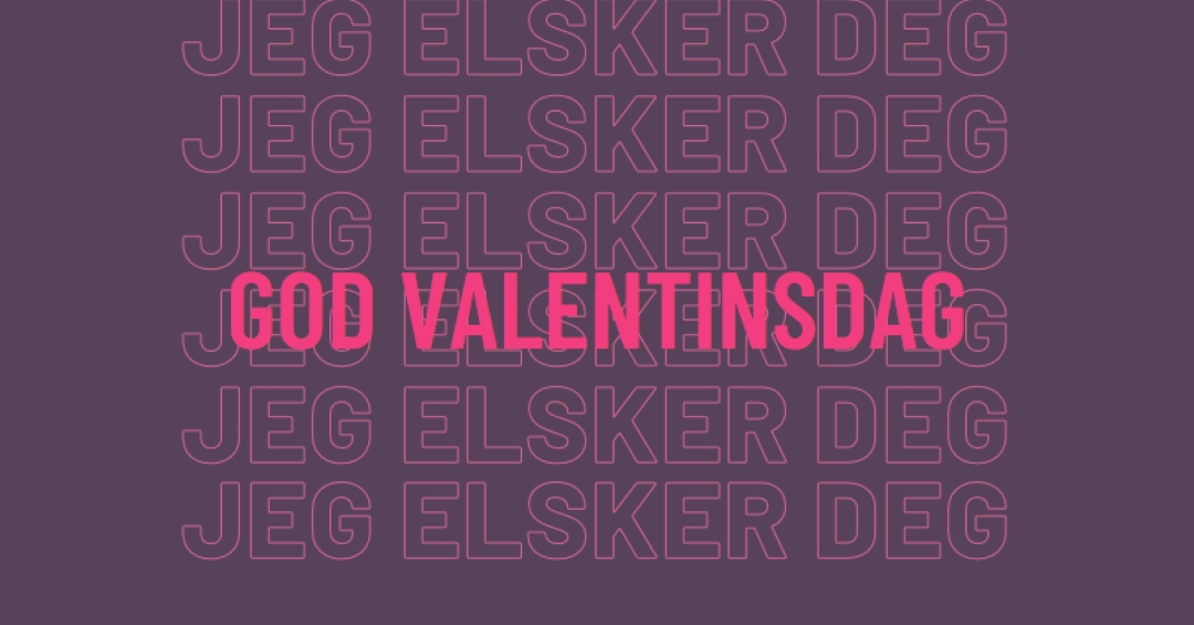 Jeg elsker deg, valentine purple modern-bold