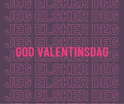 Jeg elsker deg, valentine purple modern-bold