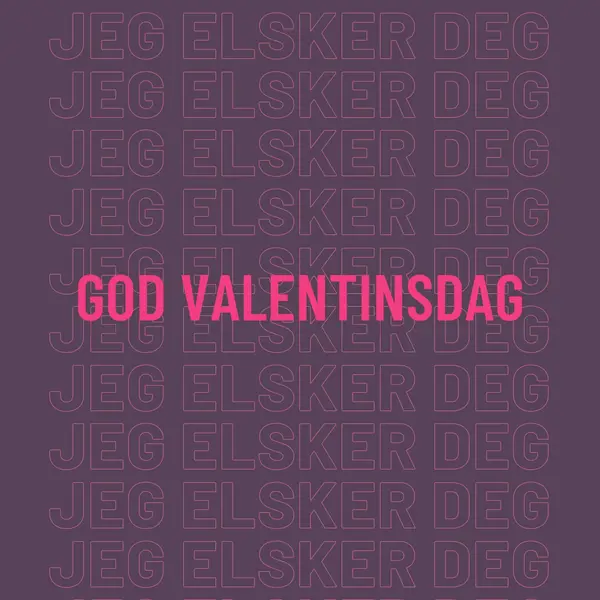 Jeg elsker deg, valentine purple modern-bold