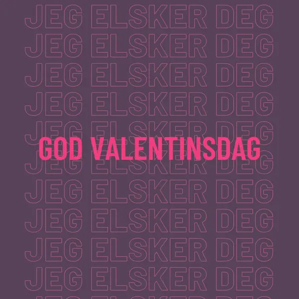 Jeg elsker deg, valentine purple modern-bold