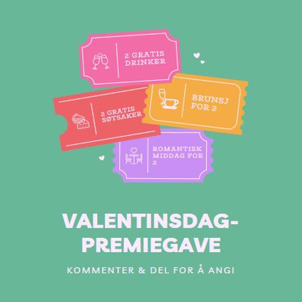 Valentinsdag giveaway green bright,playful,tickets,retro,shape,overlapping