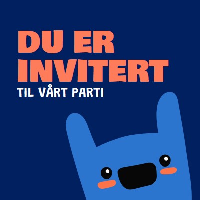 Du er invitert til festen vår blue whimsical,bold,monster