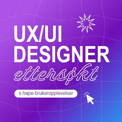 Brukergrensesnitt/UX-designer ønsket purple bold,playful,digital,grid,neon,gradient