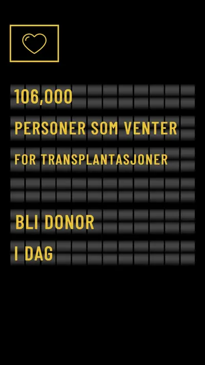 Bli organdonor i dag black modern-bold