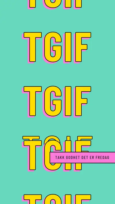 Takk godhet det er fredag yellow modern-bold