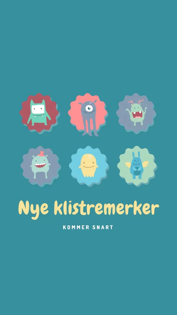 Nye klistremerker kommer snart blue whimsical-color-block
