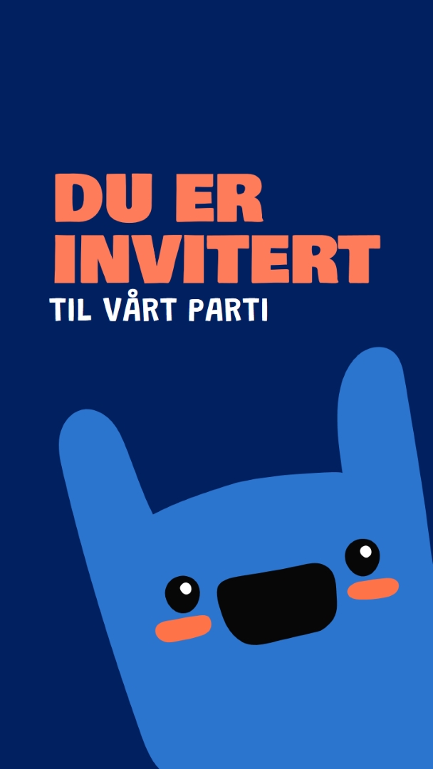 Du er invitert til festen vår blue whimsical,bold,monster