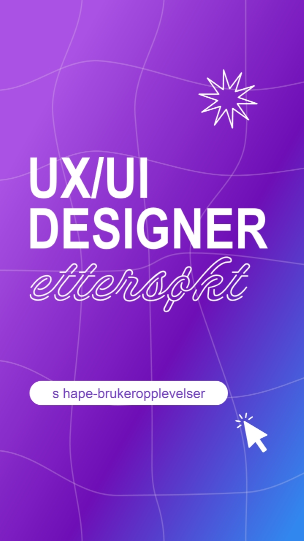 Brukergrensesnitt/UX-designer ønsket purple bold,playful,digital,grid,neon,gradient