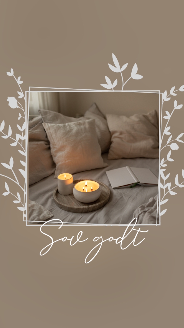 Sov godt i kveld brown elegant,floral,frame,handwriting,rustic,