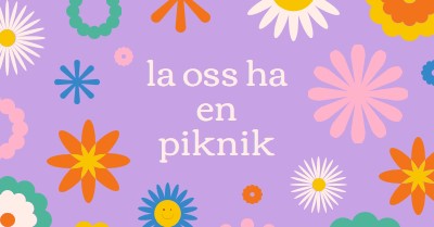 La oss ha en piknik purple retro,playful,graphic,floral,bright