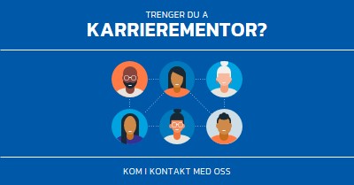 Trenger du en karrierementor? blue simple,clean,illustration,circles,bold,graphic