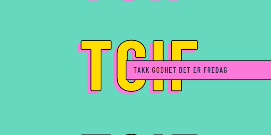Takk godhet det er fredag yellow modern-bold