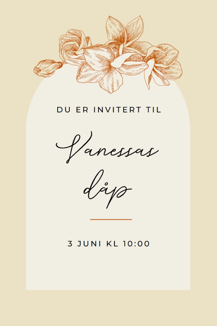 Dåpsinvitasjon yellow vintage-botanical