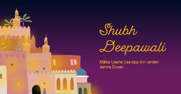 Shubh Deepawali purple whimsical,night,city