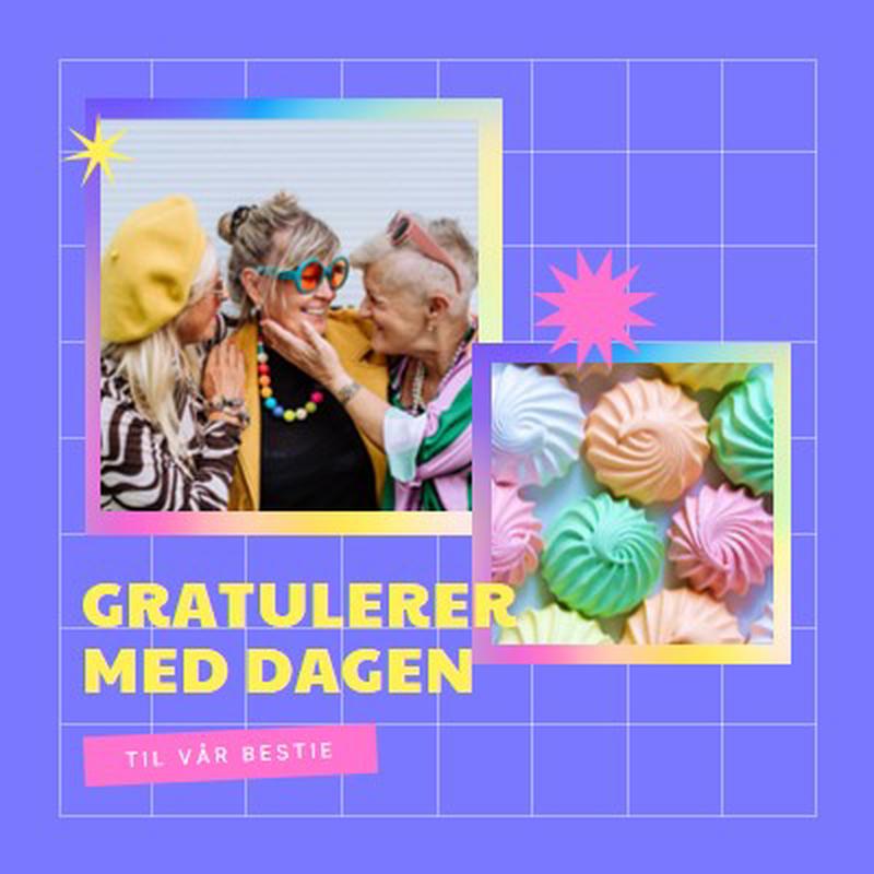 Gratulerer med dagen, bestie purple bold,bright,geometric