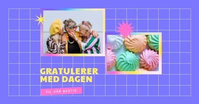 Gratulerer med dagen, bestie purple bold,bright,geometric