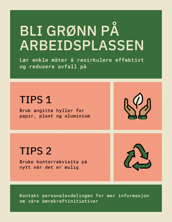 Bærekraftig flygeblad på arbeidsplassen green modern,simple,faded,blocks
