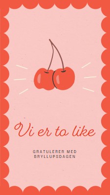 Vi er to like red illustration,retro,playful