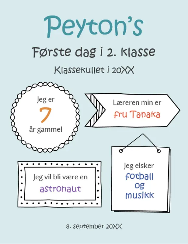 Tilbake til skolen-skilt whimsical line