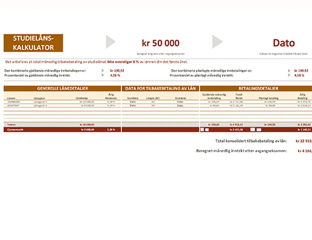 Studielånskalkulator modern-simple