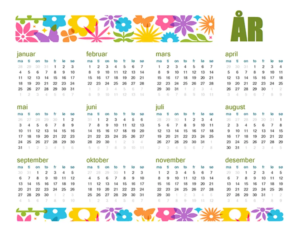 En artig kalender for alle aldre green modern-bold
