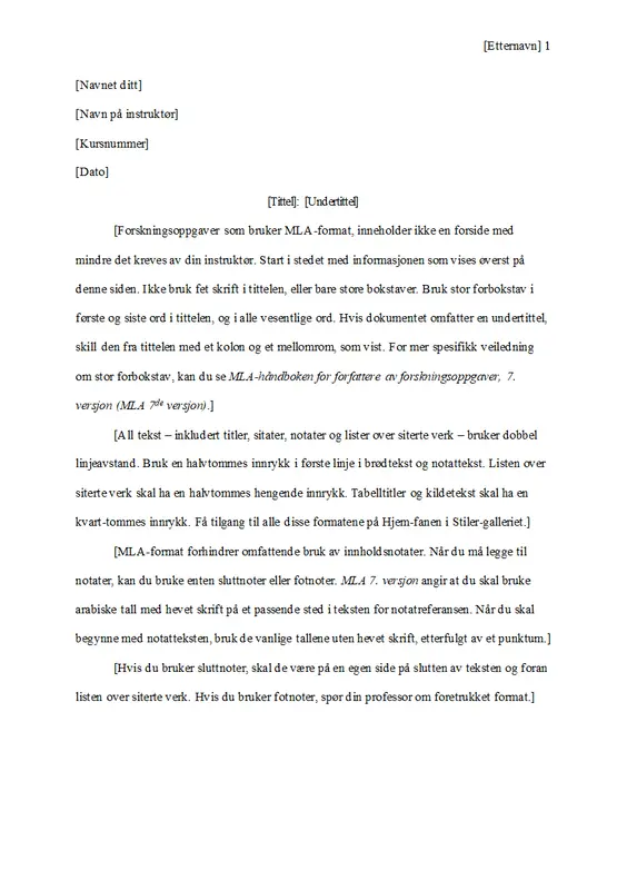 Oppgave med MLA-stil