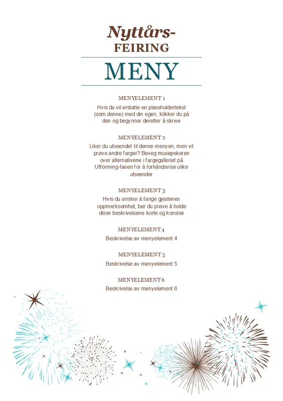 Festmeny for nyttårsaften modern-simple