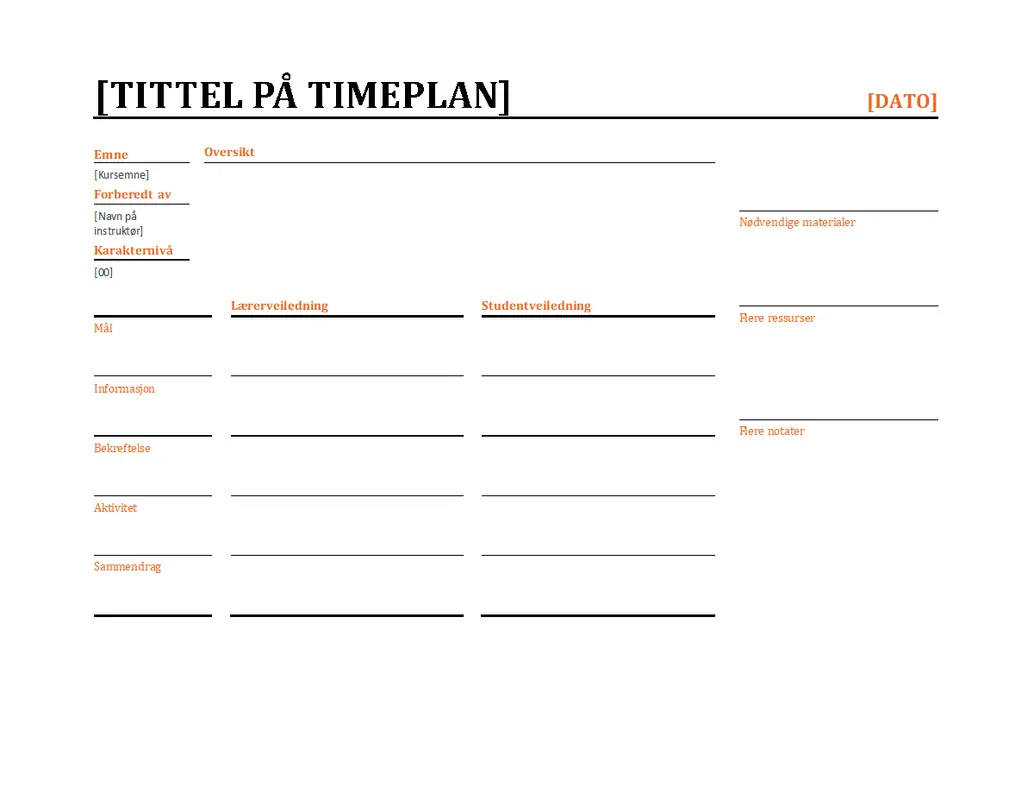 Daglig lærerplan