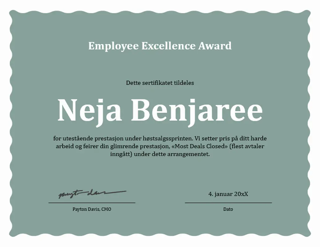 Bølgekant – anerkjennelse for utmerket prestasjon  modern-simple