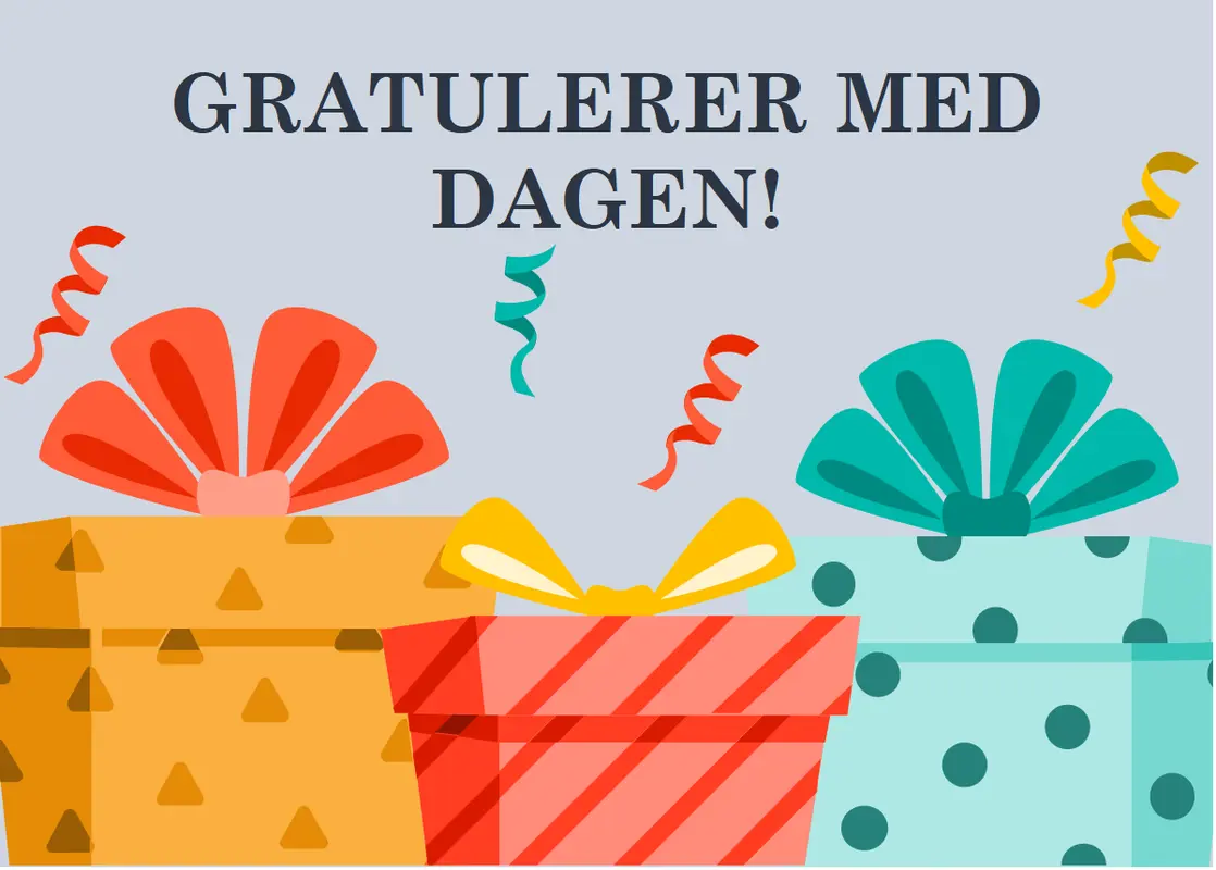 Fødselsdagskort med festlige presanger modern-simple