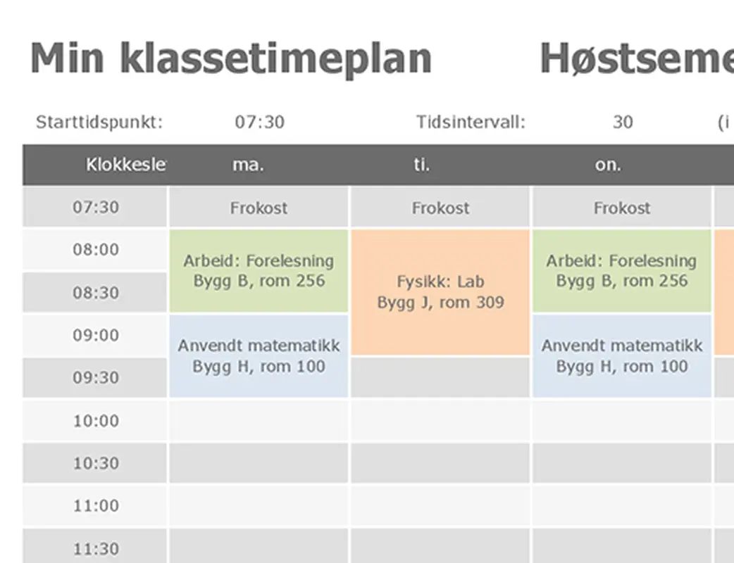 Timeplan modern geometric