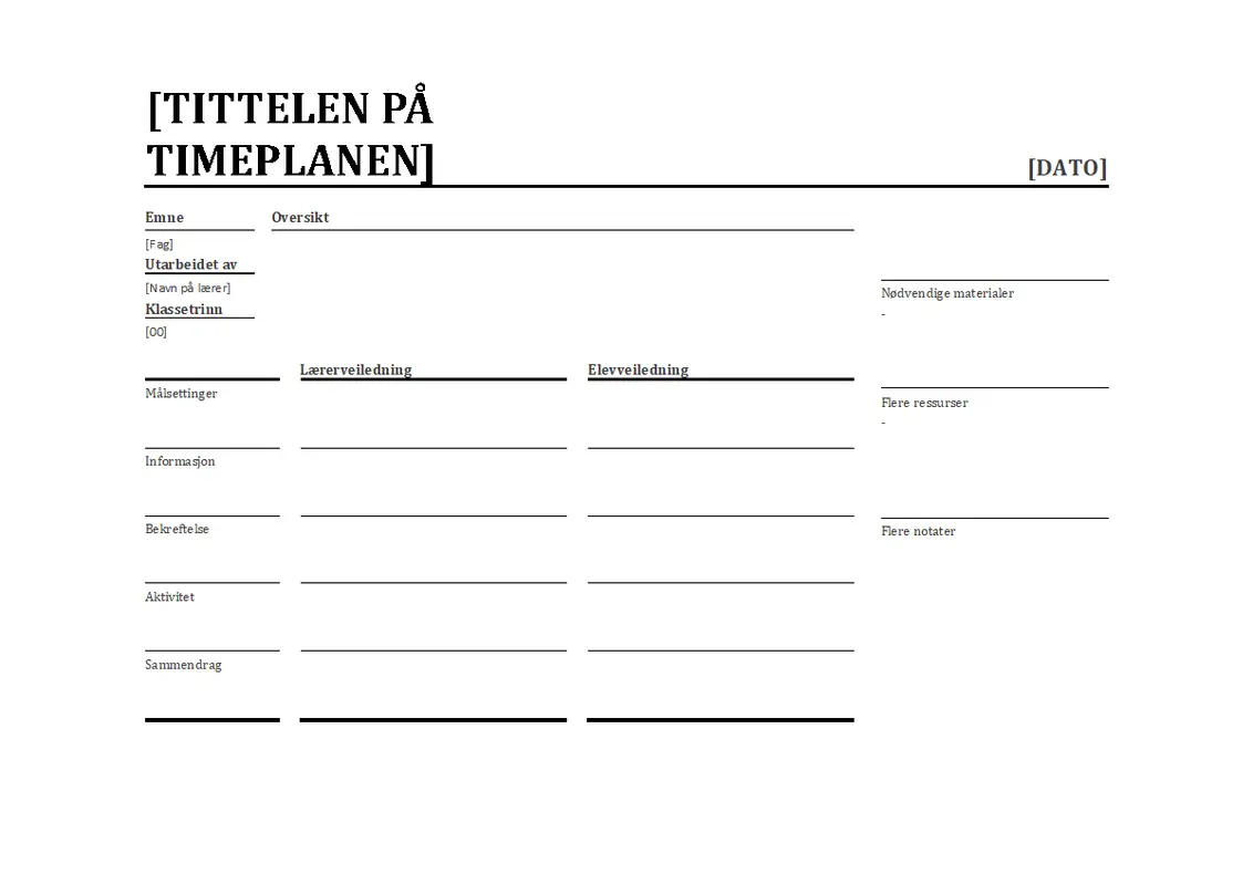 Daglig timeplanlegger modern simple