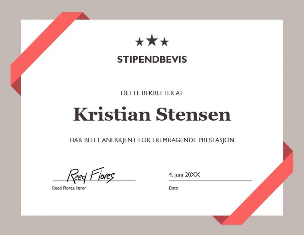 Stipendbevis modern simple