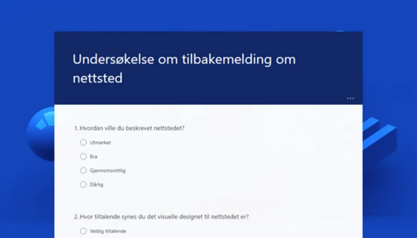 Undersøkelse om tilbakemelding om nettsted blue