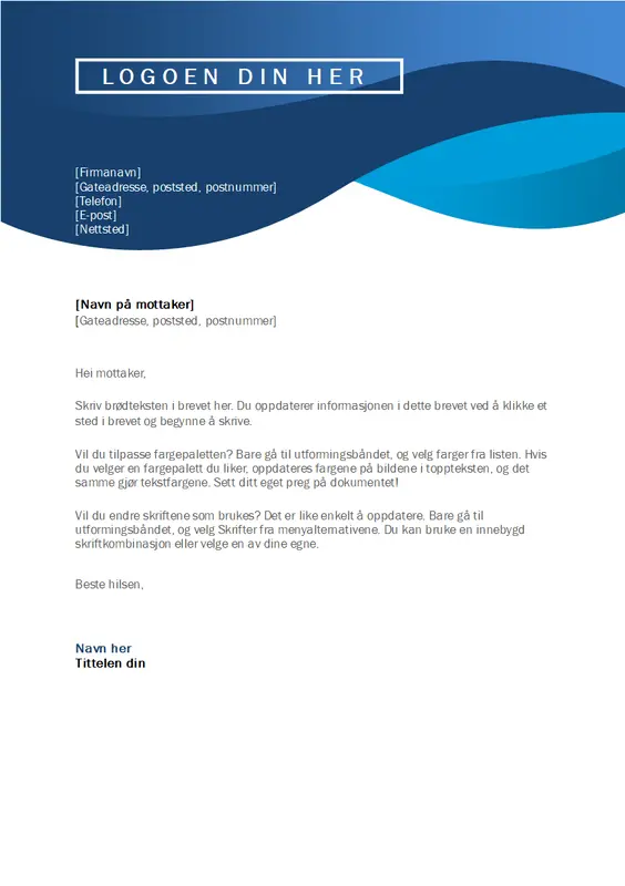 Brevhode med blå kurve modern-simple