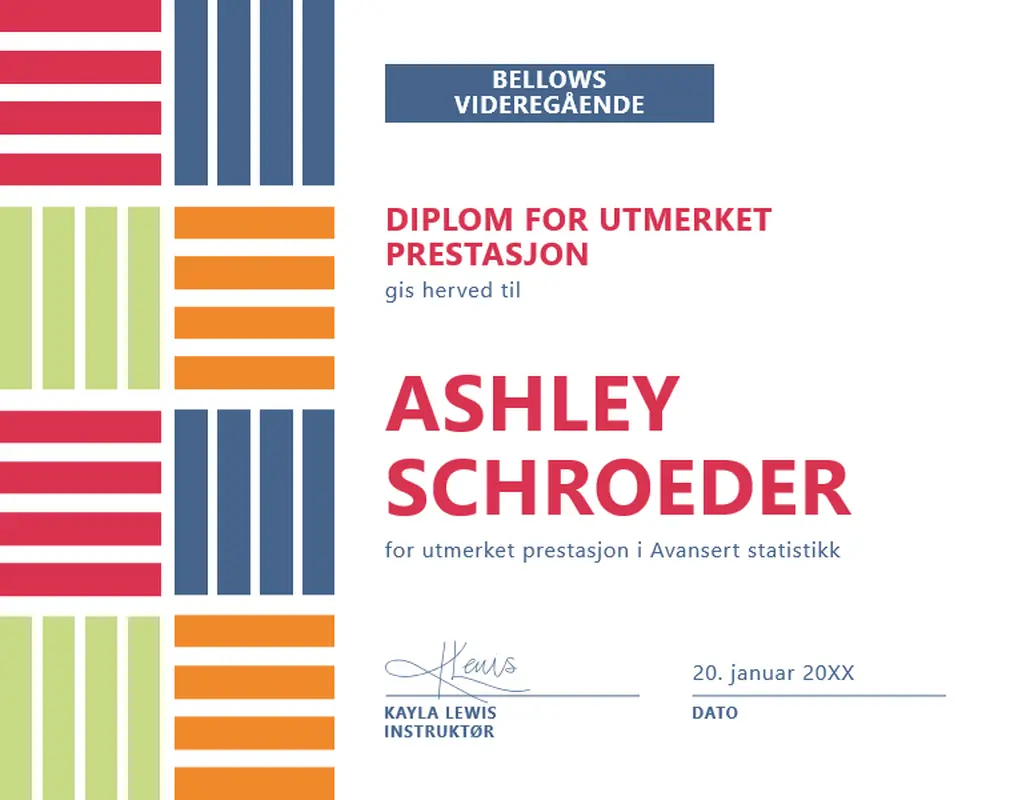 Fargeblokk utmerkelsessertifikat for students modern-color-block
