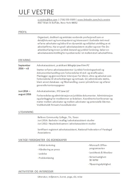 Paralegal CV modern simple