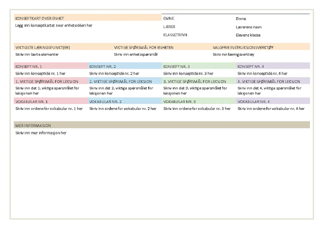 Timeplan modern simple