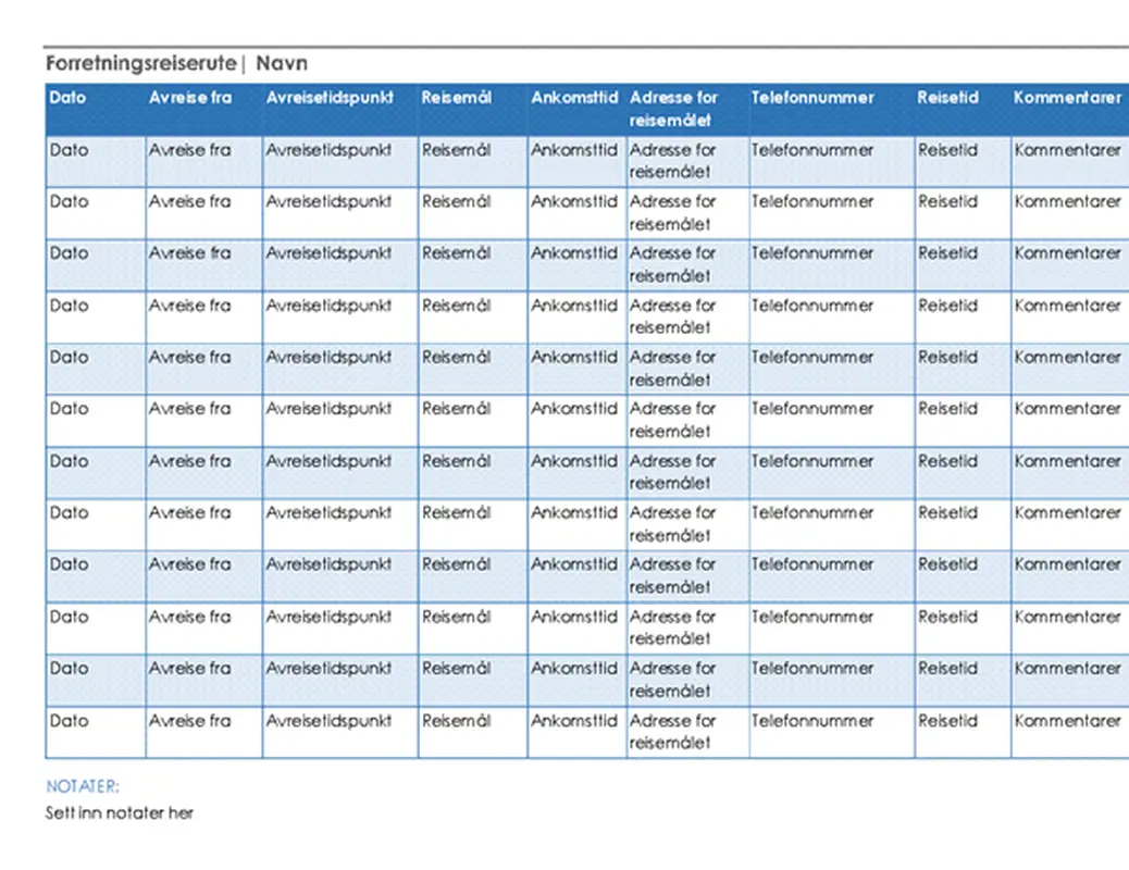 Forretningsreiserute