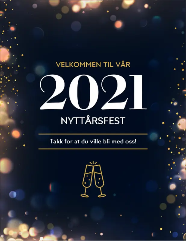 Utskrivbart festmateriell for nyttårsaften  modern simple