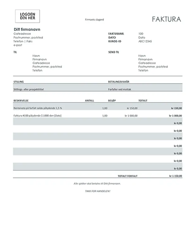 Faktura med renter (grå) modern simple