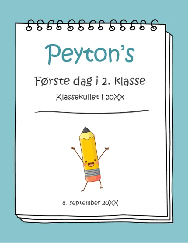 Skilt for første dag på skolen whimsical color block