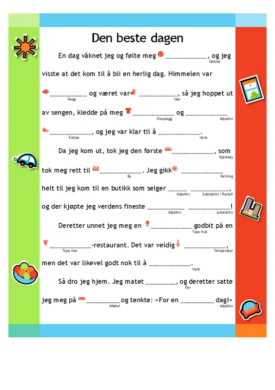 Morsom utfyllingshistorie modern simple